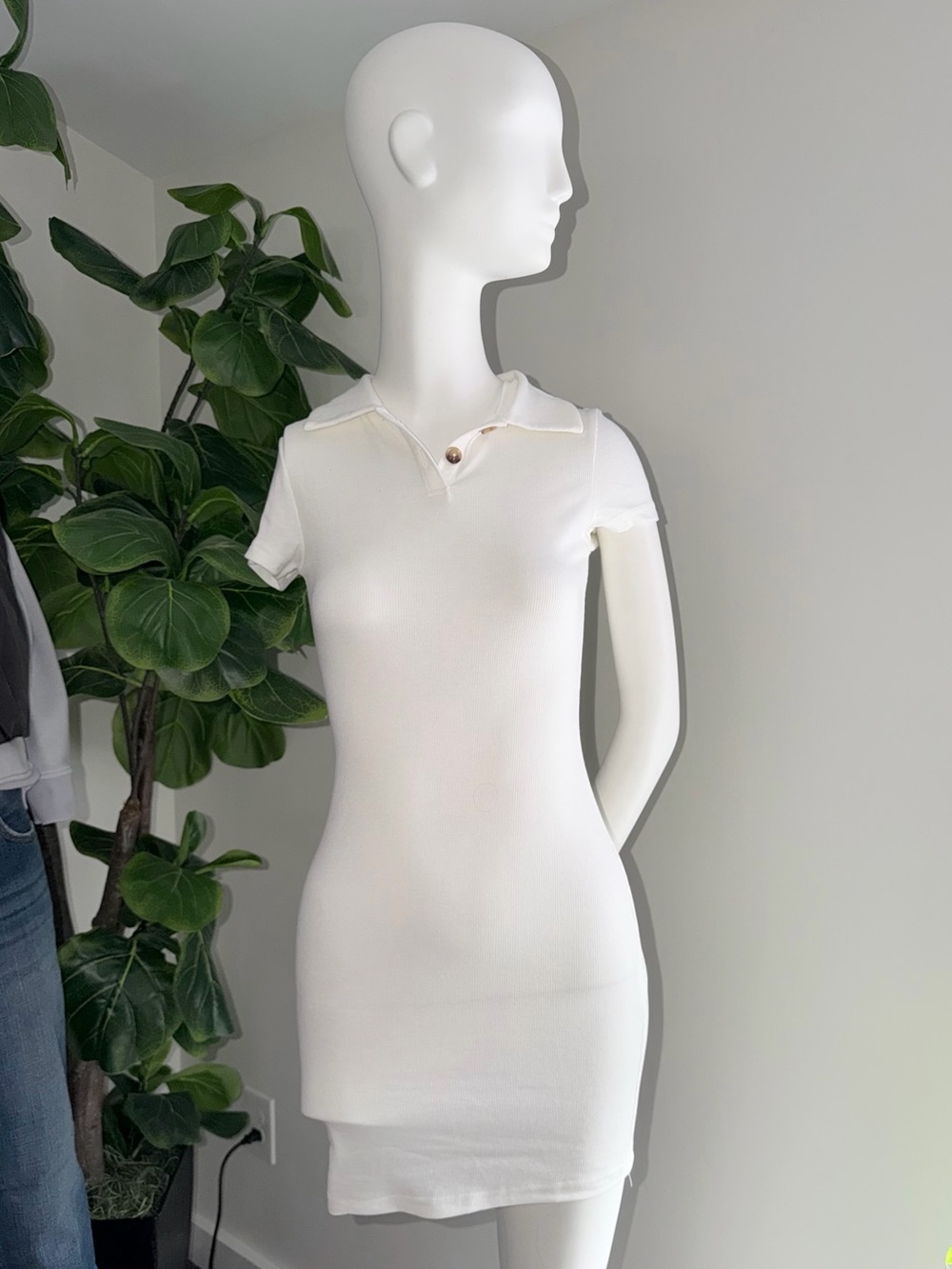 SHEIN White Polo-Style Bodycon Tunic